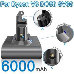 다이슨 호환 V6 배터리 용 21.6V 6Ah 진공 청소기 DC62 DC59 SV03 동물 모터 헤드 Absolute Fluffy IL