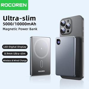 Rocoren 10000mAh 자기 보조베터리 고속 충전 iPhone 16 15 Pro Max 용 휴대용 무선 배터리
