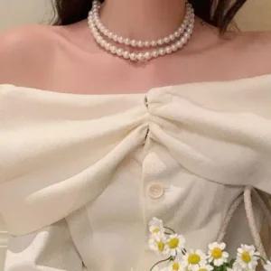 여성 기본 패션 진주 데일리 모던 목걸이 8mm 진주알 진주목걸이 진주알목걸이