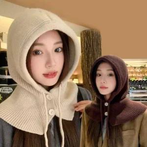 겨울 트렌드 올 여성 외출 패션 니트 소재 페이크 후 페이크후드 페이크넥워머 니트넥워머