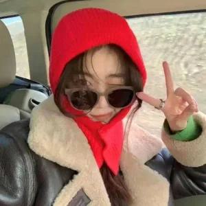 [콩심팥심]여자 룩 넥 겨울 여행 후드 니트 바라클라바 워머