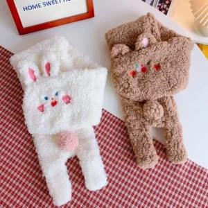 하찮은 토끼곰 넥워머 털모자 머플러 목도리 겨울 따뜻한 스카프 털모자