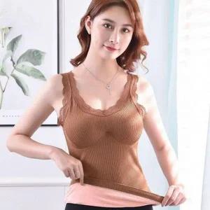 레이스 브라 탑 캡 캐미솔 기모 끈 런닝 나시 브라운