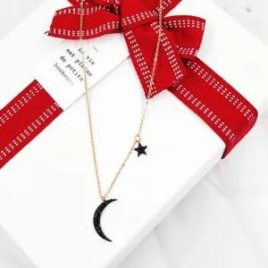 써지컬스틸 달과별 블랙스톤 목걸이 PM1000-5