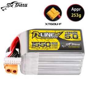 TATTU-R-LINE 5.0 22.2V 1550mAh 150C LiPo 배터리, XT60 플러그 포함, RC 헬리콥터 쿼드콥터 FPV 레이싱