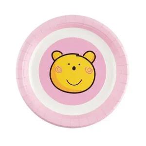 [셀러에이드]곰팅이접시18cm(핑크)6개입 생일파티 피크닉 종이접시
