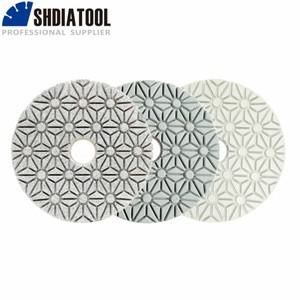 SHDIATOOL Dia100mm 3단계 다이아몬드 레진 본드 연마 디스크 습식 고품질 4인치 유연 패드 (석재/대리석용