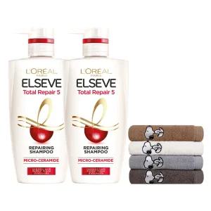 로레알파리 토탈리페어5 샴푸 400ml 2개 + 스누피 타올(랜덤 1장)