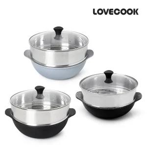 국산 러브쿡 파티웍 찜냄비 28cmㅣ스텐 찜기 만두 대게 킹크랩 찜솥 이유식 떡시루 찜통