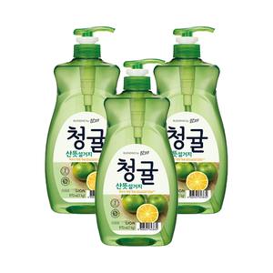 라이온 참그린 청귤 산뜻 주방세제 1kg 용기 3개