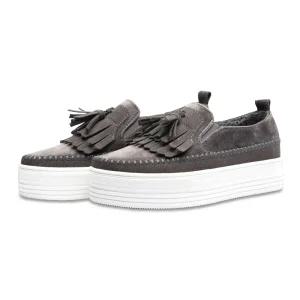 SNRD 4cm키높이 여성 털 모카 테슬 슬립온 SN570