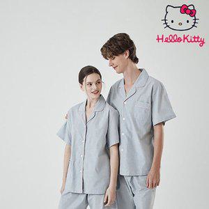[헬로키티]산리오 헬로키티 홈웨어 체크 반소매 페어 상하세트 부드러운 커플 면잠옷 HK-4291