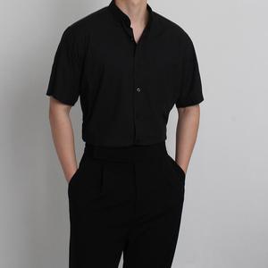 남성 구김적은 차이나카라 반팔 레귤러핏 헨리넥 로고 이니셜 자수 와이셔츠 모음 (5col)