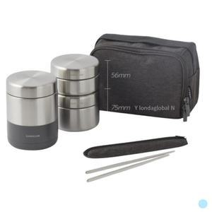 락앤락 휴대용 스텐 보온도시락 450ml set 그레이