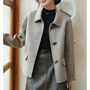 [하프클럽/]데일리픽 혼버튼 싱글 모직자켓 E5B4E9