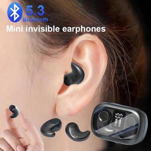 [누리SOUND]미니 수면 이어폰, 무선 블루투스 5.3, 보이지 않는 헤드폰, IPX5 방수, 소음 감소 이어버드,