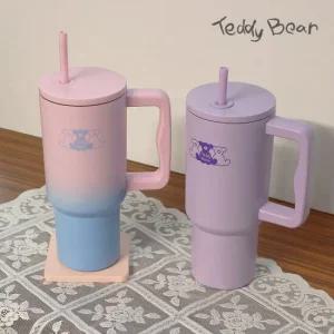 TR 테디베어 대용량 보온 보냉 손잡이 빨대 텀블러 900ml (4color)