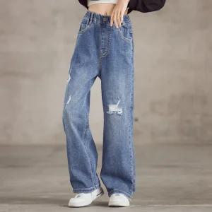 여아 주니어 찢청와이드 봄 가을  청바지 초등학생 바지 단품