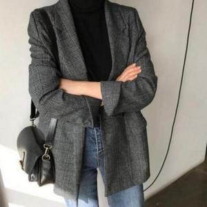 여성 롤업 패션 가을 체크 클래식 코트 봄 자켓 하프