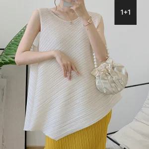 [플라라][1+1] 플라라 (88까지)소프트라운드플리츠블라우스_PK2MBL029C_SET