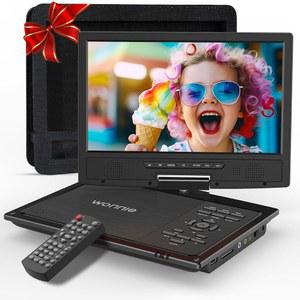 WONNIE 12.5인치 차량용 휴대용 DVD 플레이어, 10.5인치 회전 화면, 5시간 충전식 배터리, 헤드레스트 마운트 포함 차량용 DVD 플레이어, 듀얼 스피커, 리모컨, USB/SD 카드/싱크 TV 지원, 모든 지역