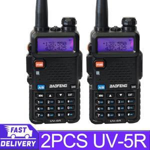 2개 바오펑 UV-5R 무전기, 듀얼 밴드 장거리 양방향 휴대용 FM 아마추어 무선 송수신기