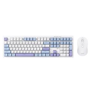 지클릭커 OFFICE PRO WMK90 스카이시티 사일런스 M108 RGB 무소음 유무선 키보드 마우스 세트 2.4Ghz 블루