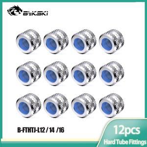 Bykski 12pcs OD14MM 12MM 16MM, 하드 파이프 피팅, PETG 튜브 핸드 압축, 검정색 어댑터, 흰색, 금색, G1/4 