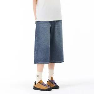 HC24 6부 와이드 데님 팬츠 (S-L) 여성 버뮤다  A라인 와이드 청바지 EBRG2691D0N