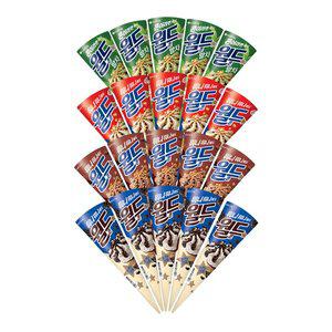 [롯데웰푸드]월드콘 말차x5+바닐라x5+쿠앤크x5+초코x5