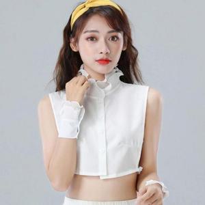 플리츠 페이크 레이스 카라 이너카라 하이넥 주름