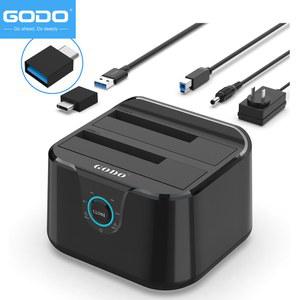 GODO 하드 드라이브 스테이션 도크 SATA LED 베이 유형 SSD용 5인치 USB 있는 표시기가 듀얼 HDD 도킹