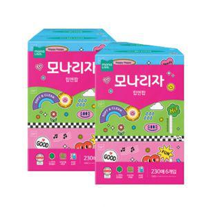 모나리자 힙앤팝 눈금창 미용티슈 230매 6입+6입(총 12입) 피부저자극 디자인 각티슈