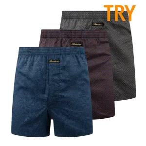 [TRY]트라이 남성 순면 트렁크팬티 80수 레이더스 사각박서 3매입 패턴A