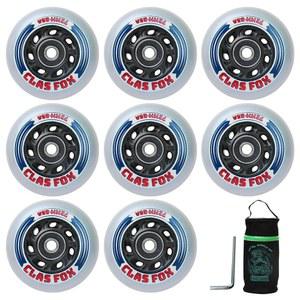 휠백이 72mm/76mm인 CLAS FOX 인라인 스케이트 교체 휠, 베어링 ABEC-9 및 블레이드 롤러 하키 스케이트용 플로팅 스페이서, 85A 실내 실외(8팩)(72MM)