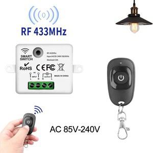 무선 리모컨 조명 스위치, 릴레이 컨트롤러, LED 조명용 미니 단일 단추 벽 패널 433MHz, 220V, 110V, 10A