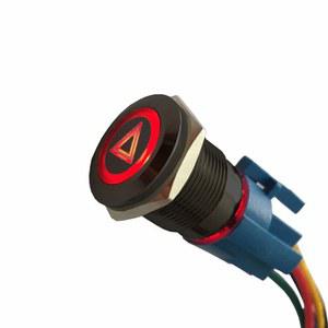 ESSupport 12V 자동차 빨간색 LED 라이트 해저드 비상 경고 푸시 버튼 금속 토글 스위치 소켓 플러그 와이어 래치 19mm 발크