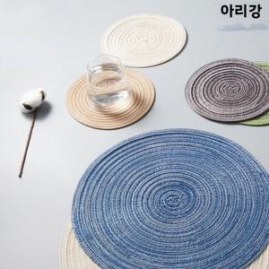 북유럽 스타일 면 원형 식탁 매트 내열 패드 화상 방지 냄비 받침대 테이블 (서양식 저녁 식사용)
