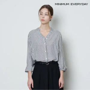 [미니멈][미니멈 에브리데이]차이나 카라 스트라이프 긴팔 셔츠 (EB3BA048D)