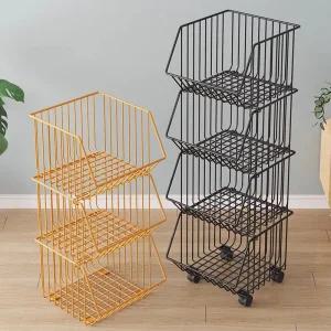 5단 철제 4단 31x30x78cm 회전 바스켓 가정용 블랙 이동식 바구니 수납 1.