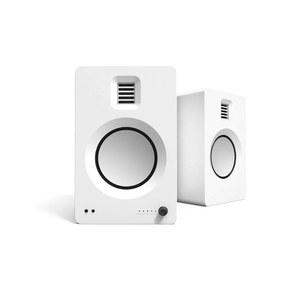 헤드폰이 장착된 칸토 TUK 전원 스피커 | 내장 USB DAC 포노 프리앰프가 전용 RCA 블루투스 AMT 트위터 5.25인치 드라이버 페어 매트 화이트