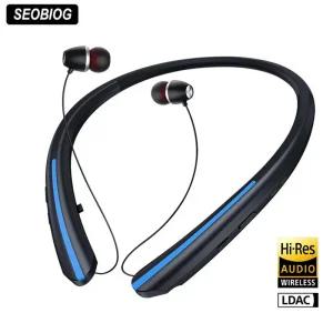 넥밴드이어폰 SEOBIOG 넥밴드 무선 이어폰 HX801 블루투스 이어버드 Xiaomi용 헤드폰 소음 차단 방수 헤드