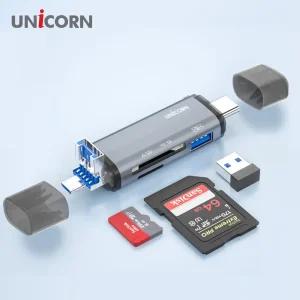 유니콘 OTG멀티카드리더기 A타입 C타입 5핀 USB3.1포트지원 XC-2000M리 SD리 카메라전송 모바일리 휴대용리