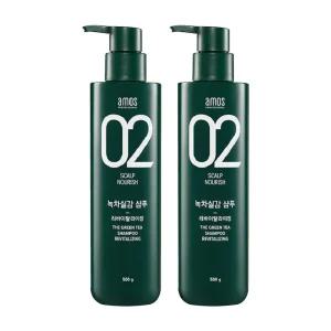 아모스 녹차실감 샴푸 리바이탈라이징(리프레쉬 산뜻한 타입) 500g 2개