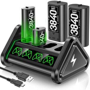 Xbox 시리즈 X|S, Xbox One S|X/Elite, Xbox 액세서리 키트용 배터리 팩 4x3840mWh 충전식 Xbox One 배터리 충전기 스테이션을 갖춘 Xbox One 컨트롤러 배터리 팩용 LVVIL 충전기