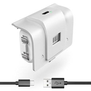Xbox 시리즈 X|S와 호환되는 충전식 Xbox 배터리 팩, Xbox One/One X/Elite 컨트롤러, USB 케이블로 충전 가능한 1400mAh Xbox 컨트롤러 배터리 팩, 충전 중 재생, 흰색