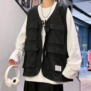 [콩심팥심]남자 카고 데일리룩 밀리터리룩 패션 가을 포켓 조끼