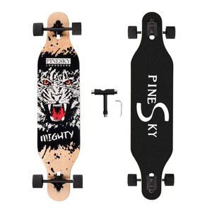 PINESKY 41인치 롱보드 스케이트보드 8 플라이 내추럴 메이플 컴플리트 스케이트보드 크루저, 크루즈, 조각, 프리스타일, T-툴 포함 다운힐