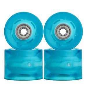 NONMON 4X 스케이트보드 휠 60mm 78A LED 라이트 교체 롱보드 휠 크루저 휠(ABEC-9 608ZZ 베어링, 파란색)