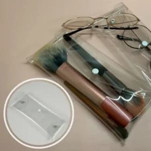 고품질 1개 중형 20x8cm 투명 똑딱이 PVC 파우치 이너백 브러 (WCBE66D)